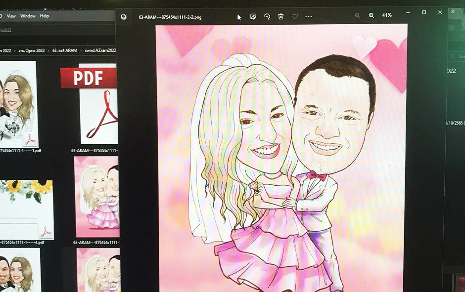 ผลงานออกแบบ2 ดราฟท์แบบการ์ตูน งานแต่งงาน2